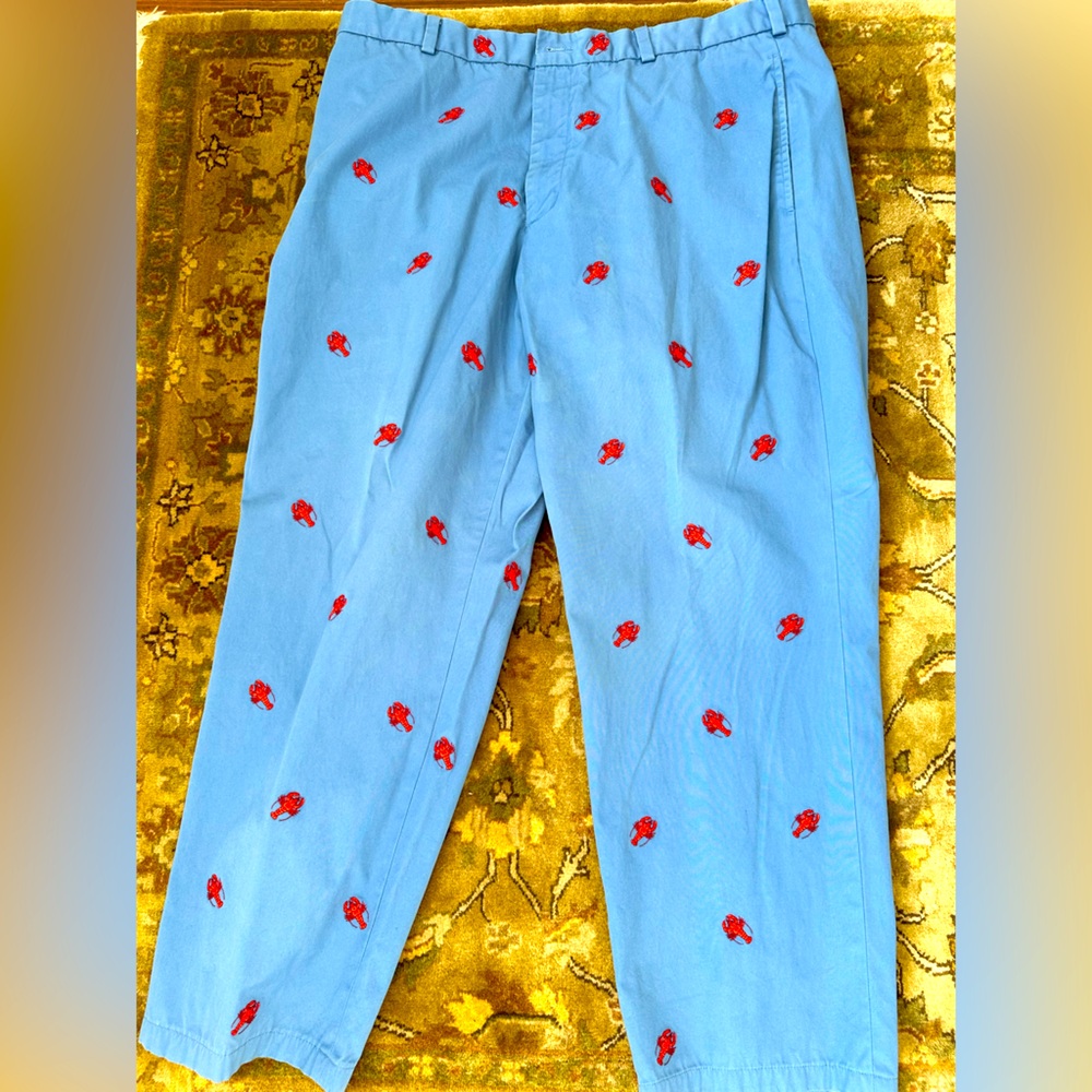 Brooks Brothers Flat Front Mens Embroidered Lobster Pants, size 40x32